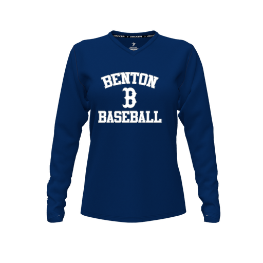 [FTLVCFNV-FYXS-LOGO2] Decker Comfort T-Shirt (Female Youth XS, Navy, V Neck, Logo 2, Long Sleeve)