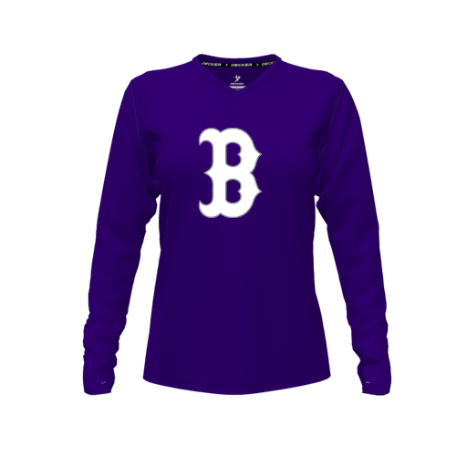 [FTLVCFPP-FYXS-LOGO1] Decker Comfort T-Shirt (Female Youth XS, Purple, V Neck, Logo 1, Long Sleeve)