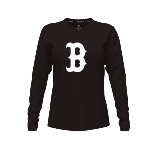 [FTLVPTBK-FYXS-LOGO1] Decker Performance T-Shirt (Female Youth XS, Black, V Neck, Logo 1, Long Sleeve)