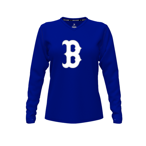 [FTLVPTRY-FYXS-LOGO1] Decker Performance T-Shirt (Female Youth XS, Royal, V Neck, Logo 1, Long Sleeve)
