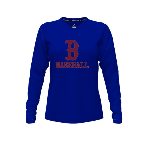 [FTLVPTRY-FYXS-LOGO3] Decker Performance T-Shirt (Female Youth XS, Royal, V Neck, Logo 3, Long Sleeve)