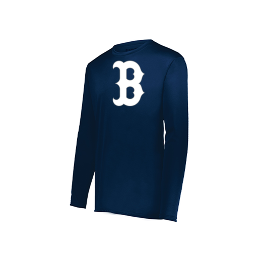 [222823.065.S-LOGO1] Youth LS Smooth Sport Shirt (Youth S, Navy, Logo 1)