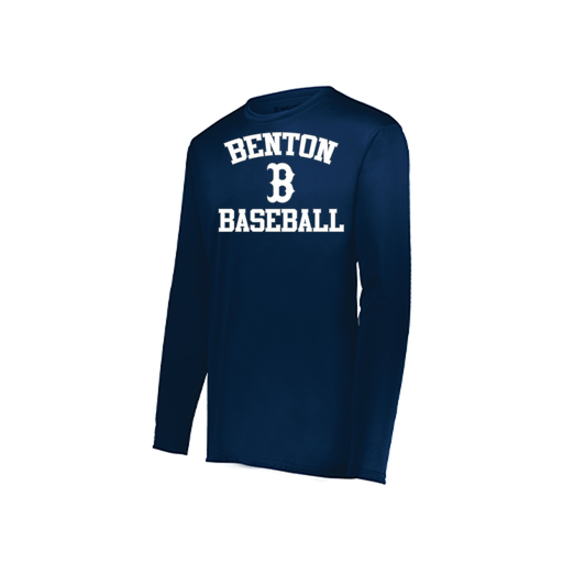 [222823.065.S-LOGO2] Youth LS Smooth Sport Shirt (Youth S, Navy, Logo 2)