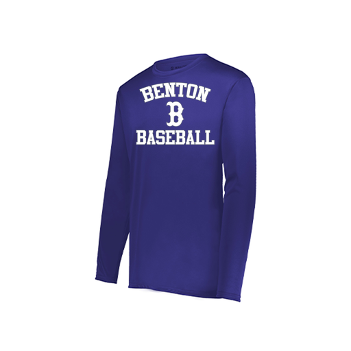 [222823.747.S-LOGO2] Youth LS Smooth Sport Shirt (Youth S, Purple, Logo 2)