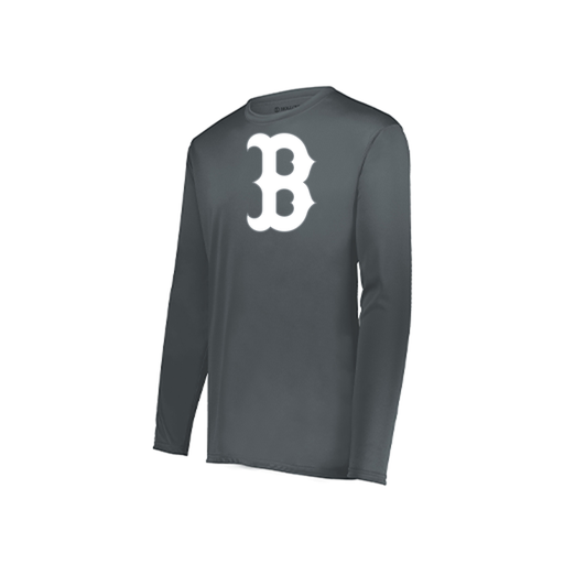 [222823.059.S-LOGO1] Youth LS Smooth Sport Shirt (Youth S, Gray, Logo 1)