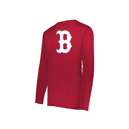 [222823.083.S-LOGO1] Youth LS Smooth Sport Shirt (Youth S, Red, Logo 1)