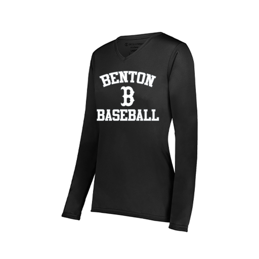 [222824.080.S-LOGO2] Ladies LS Smooth Sport Shirt (Female Adult S, Black, Logo 2)