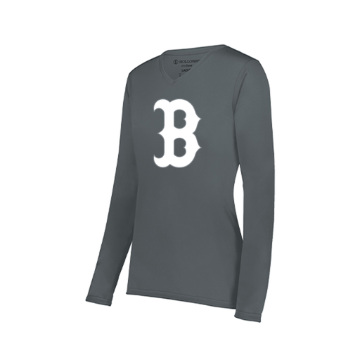 [222824.059.S-LOGO1] Ladies LS Smooth Sport Shirt (Female Adult S, Gray, Logo 1)